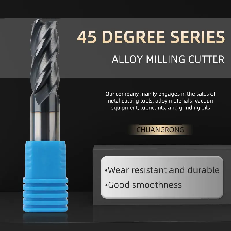 Tungsten Steel Milling Cutter Four-edged Hard HRC45 Series Alloy Milling Cutter Black Coating Carbide End Mill