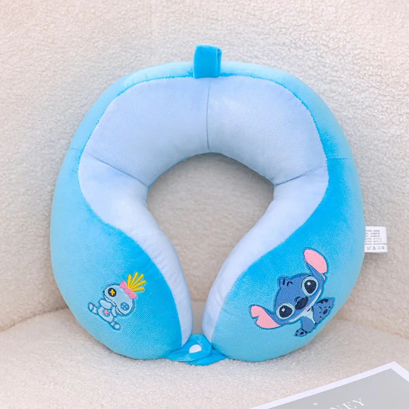 Lilo & stitch dos desenhos animados em forma de u travesseiro anime portátil viagem pescoço travesseiro bonito ponto estudante pescoço travesseiro presente brinquedos