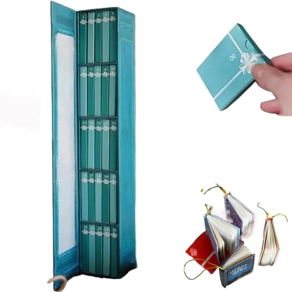 

2025 Mini Book Ornament Advent, Advent Calendar with 24 Book Gift, Christmas Books Countdown Calendar for Books Lovers, Holiday