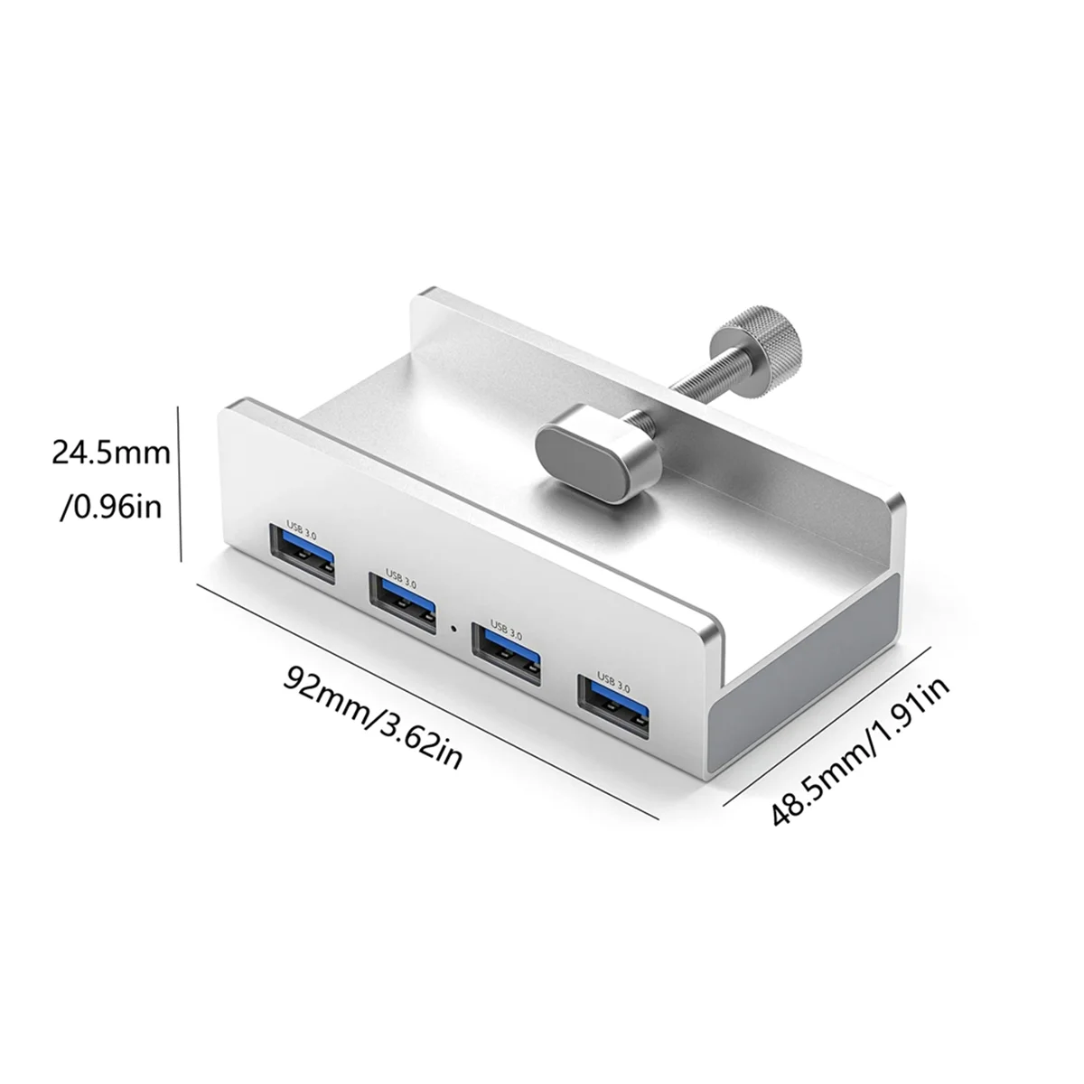 T88C Aluminium USB 3.0 Hub Clamp 4-Port USB Splitter 4.92 Kaki Kabel Data USB Desktop USB Hub Tanpa Adaptor Daya