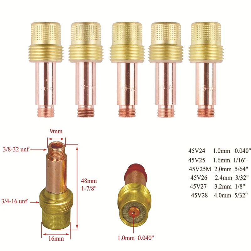 1pcs Argon Arc Welding Torch Accessories WP17/18/26 Combined Screen Guide Fluid 45V25 45V26 TIG Medium Gas Lens Collet Body