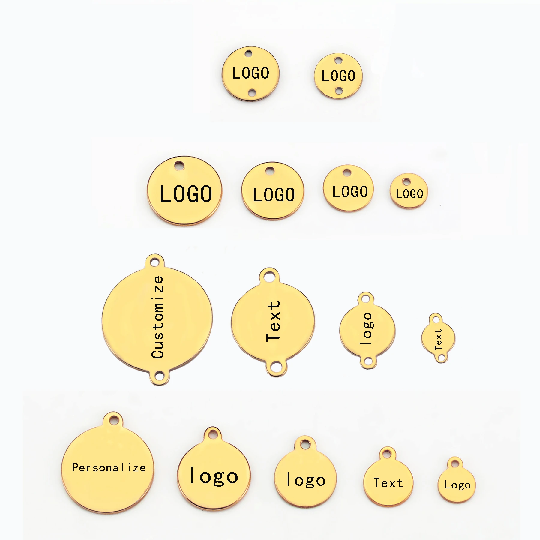 

10pcs Gold-plated Stainless Steel Personalized Customized Custom Laser Engrave LOGO Text Necklace Extend Chain Tail Tag Jewelry