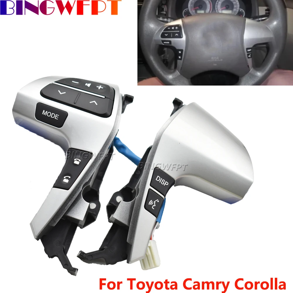 Botão de Controle de Áudio e Multimídia para Volante de Carro, Comando de Telefone, para Toyota Camry, Hilux, Highlander, Innova, Premio, Motor