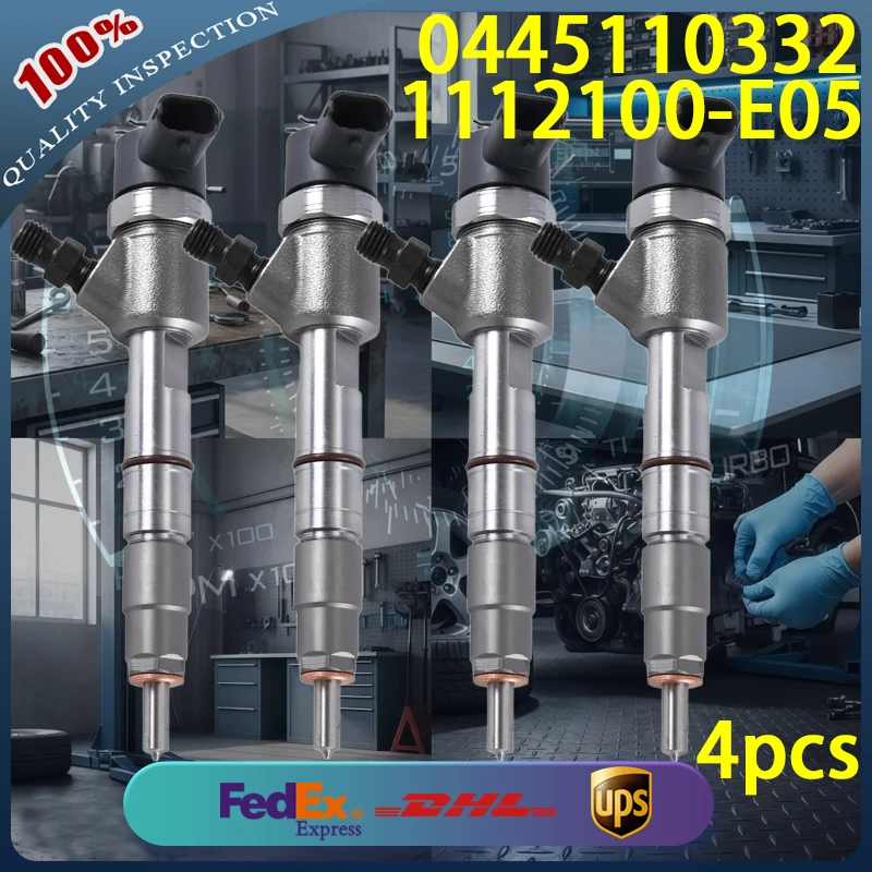 

0445110332 Высококачественная дизельная форсунка Common Rail 1112100-E05 для дизельного двигателя Great Wall 2,8 л, 4 шт.
