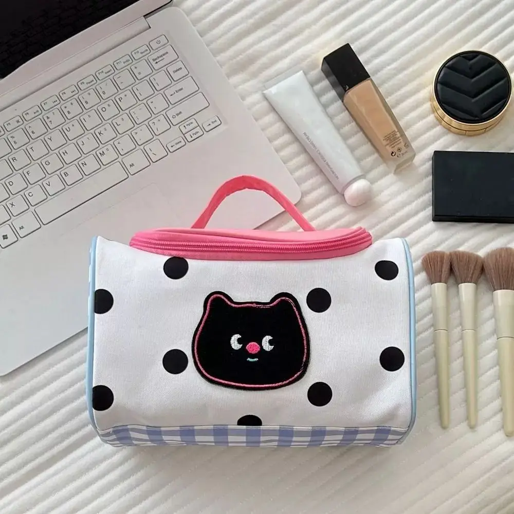 

Cute Cartoon Cat Makeup Bag Pink PU Portable Cosmetic Bag Toiletries Storage Bag Large capacity Travel Wash Bag