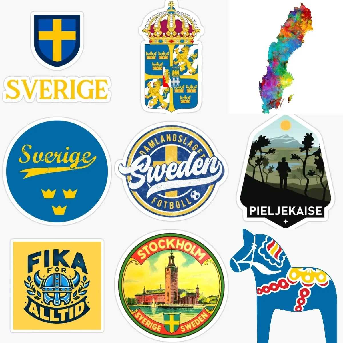 

Creative Sweden Flag Map Emblem PVC Material Stickers Accessories for Decorate Wall Room Car Table Motorcycle Off-road Decad