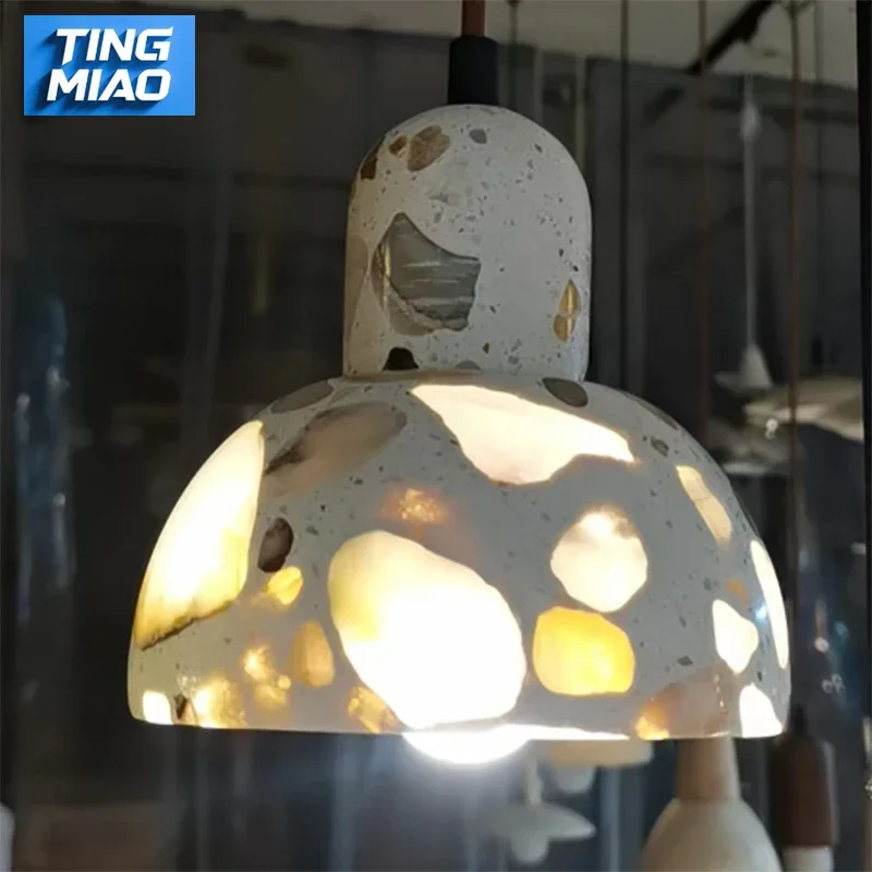 

Cement Stone Pendant Light Modern Nordic Adjustable Wire Chandelier Restaurant Bedroom Shop Hanging Lamp Dropshipping Fixtures