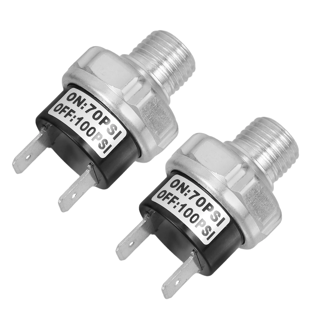 

2Pcs Air Compressor Pressure Switch Tank Mount 70-100psi 12V-24V Dc Threaded Pneumatic Controller for Pump Pressure Control