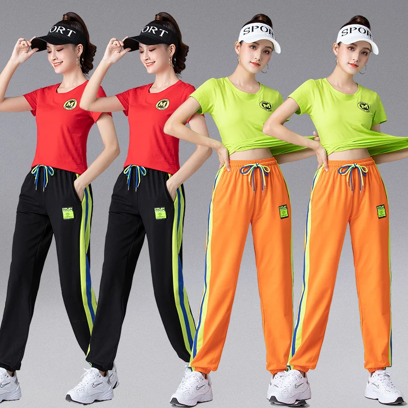 女性のフィットネスダンスウェアスクエアダンス衣装半袖コットンヨランダゴーストステップダンススポーツウェアヨガ体操衣装