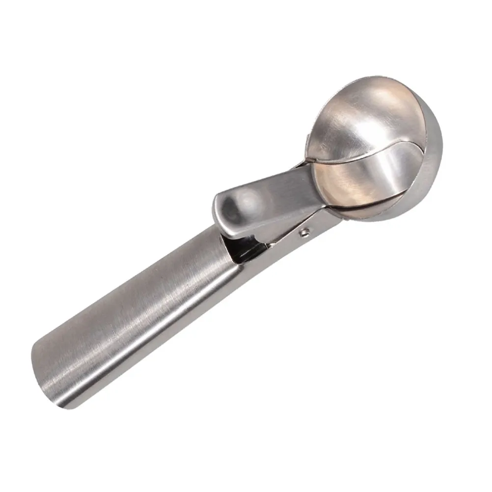 Stainless Steel Ice Cream Scoop Silver Premium Metal Heavy-Duty Handle for Mashed Potato Cookie Dough Meatballs Fruit Balls