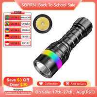 New Sofirn SD08 Scuba Diving Flashlight SST70 LED 3200lm 21700 Rechargeable Torch With 360° RGB light underwater positioning