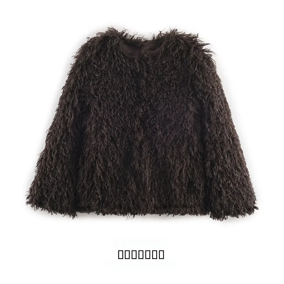 

KASLEAD New Women's Faion mat Artificial Fur Effect Jaet Street Sle Loose Fit Long Sve Winter Outerwear