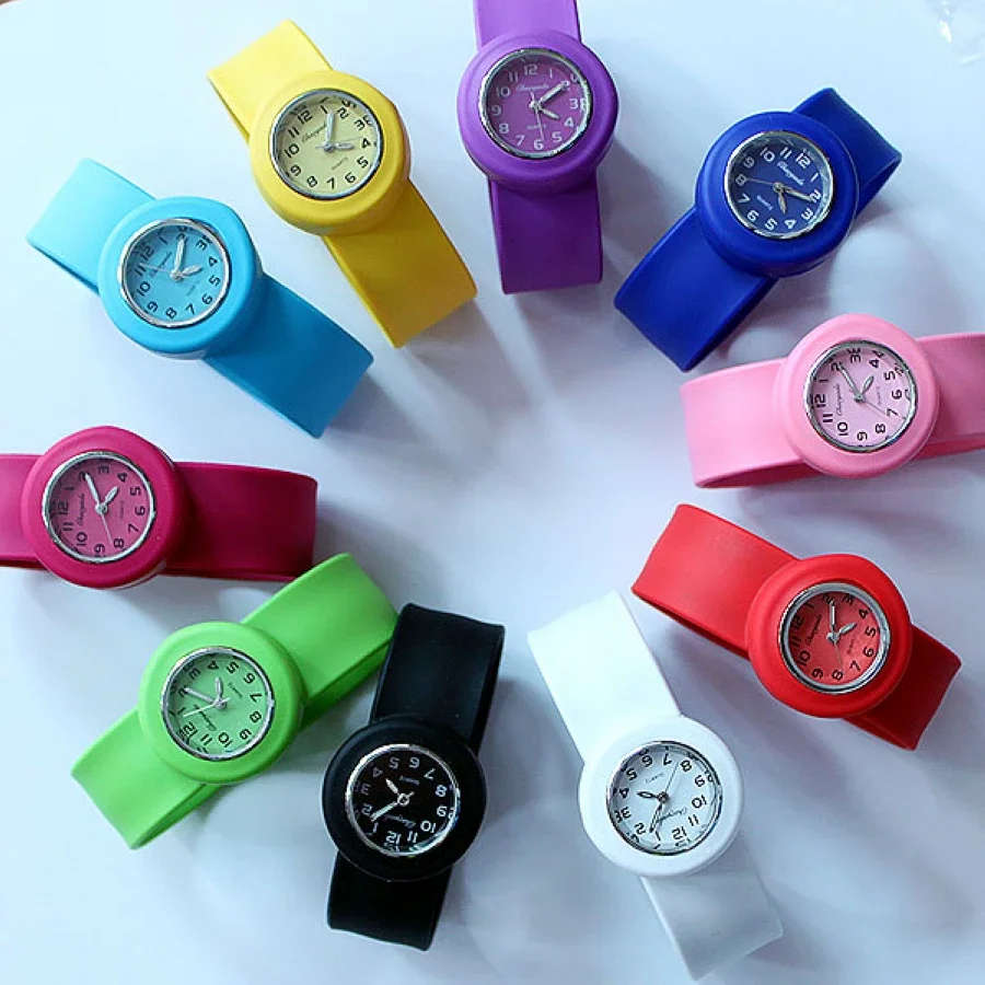 10Pcs Boy Girls Jelly Candy Slap Student Quartz Sports Party Gifts Analog Wristwatch Kids Watches