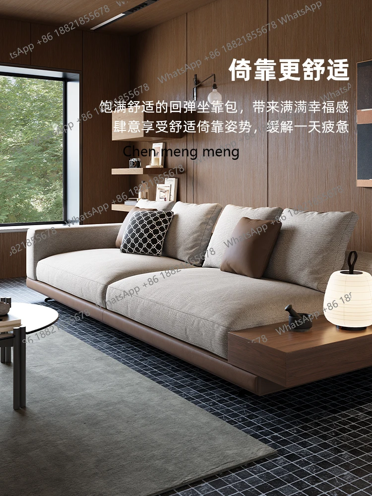 Divano minimalista in cotone e lino a fila dritta sospeso, divano in tessuto per tre persone semplice e moderno divano esteso