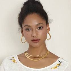 ENFASHION Snake Bone Chain Hoop Earrings For Women Gold Color Stainless Steel Large Circle Hoops Earings Fashion Jewelry E201176