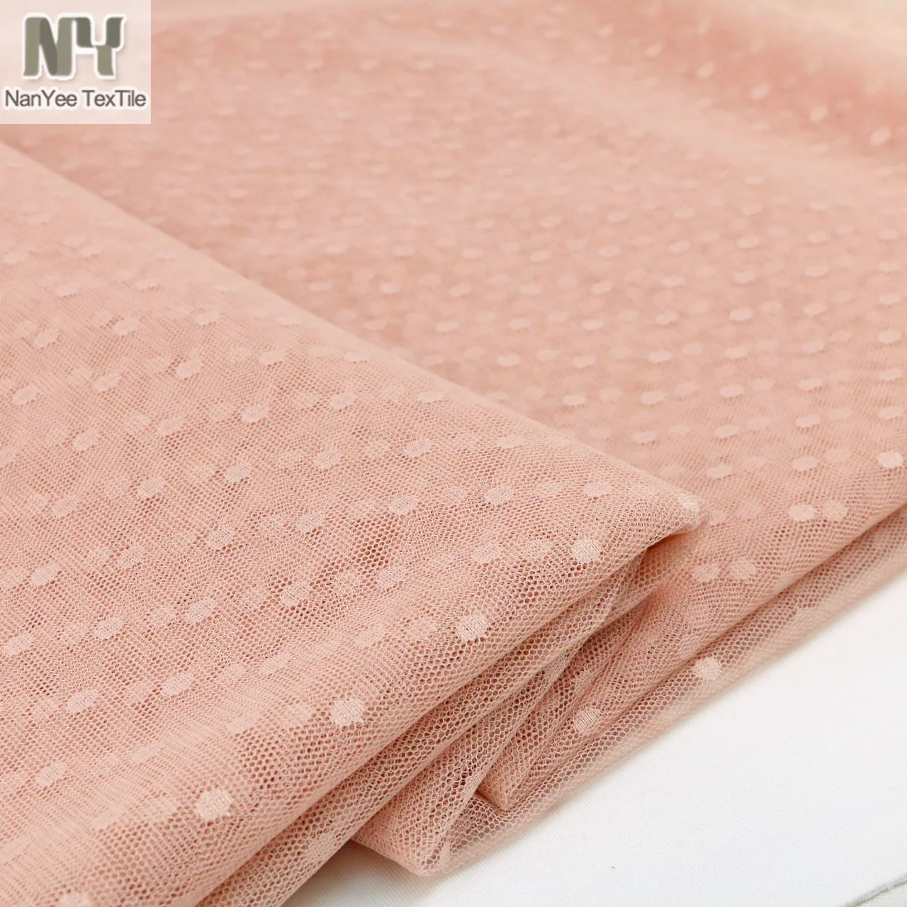 トレンディな通気性軽量小さなラウンド水玉ネットレースチュールメッシュ生地ソフトな質感