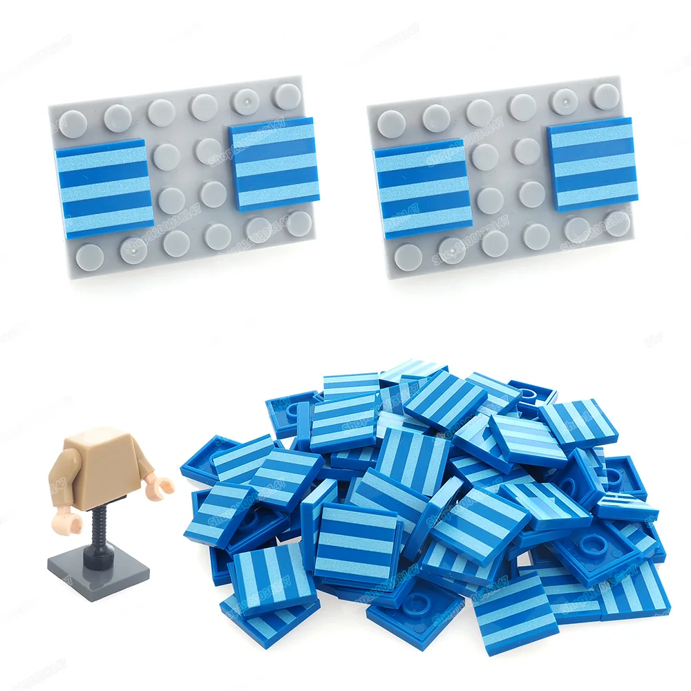 Streifen 3068 Blau Textur Gedruckt Fliesen 2*2 Gebäude Block Moc Ausrüstung Zubehör Zu Montieren Szenen Geschenk Modell Kind diy Spielzeug