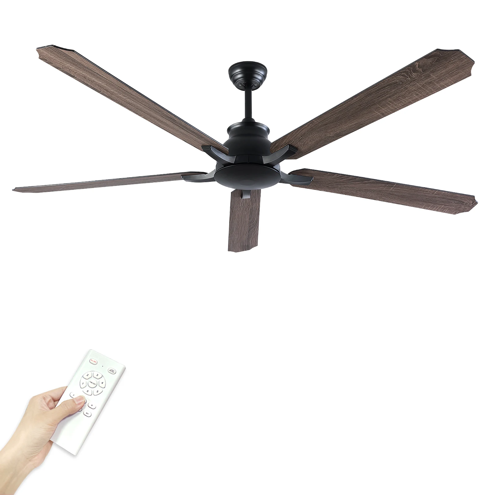 72 inch Large Industrial Ceiling Fan with Remote Control Wood Double Sided Blade Timer Indoor Ceiling Fan for Patio Living room