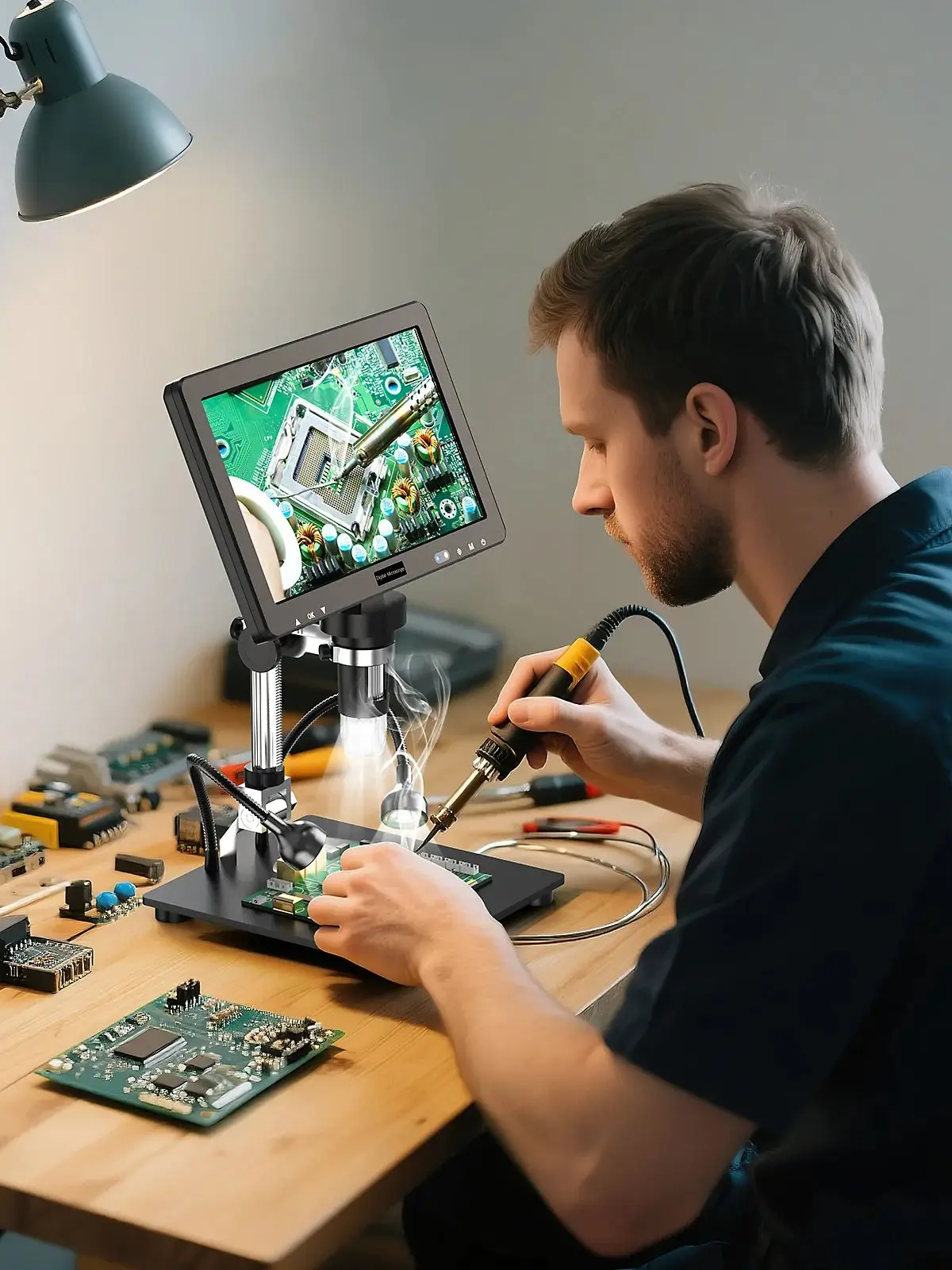 Hayve 10,1-Zoll-LCD-Digitalmikroskop für Erwachsene, DM13, Lötmikroskop für Elektronikreparatur, Münzen, Schmuck, PC-Ansicht, 32 GB – Detail 7