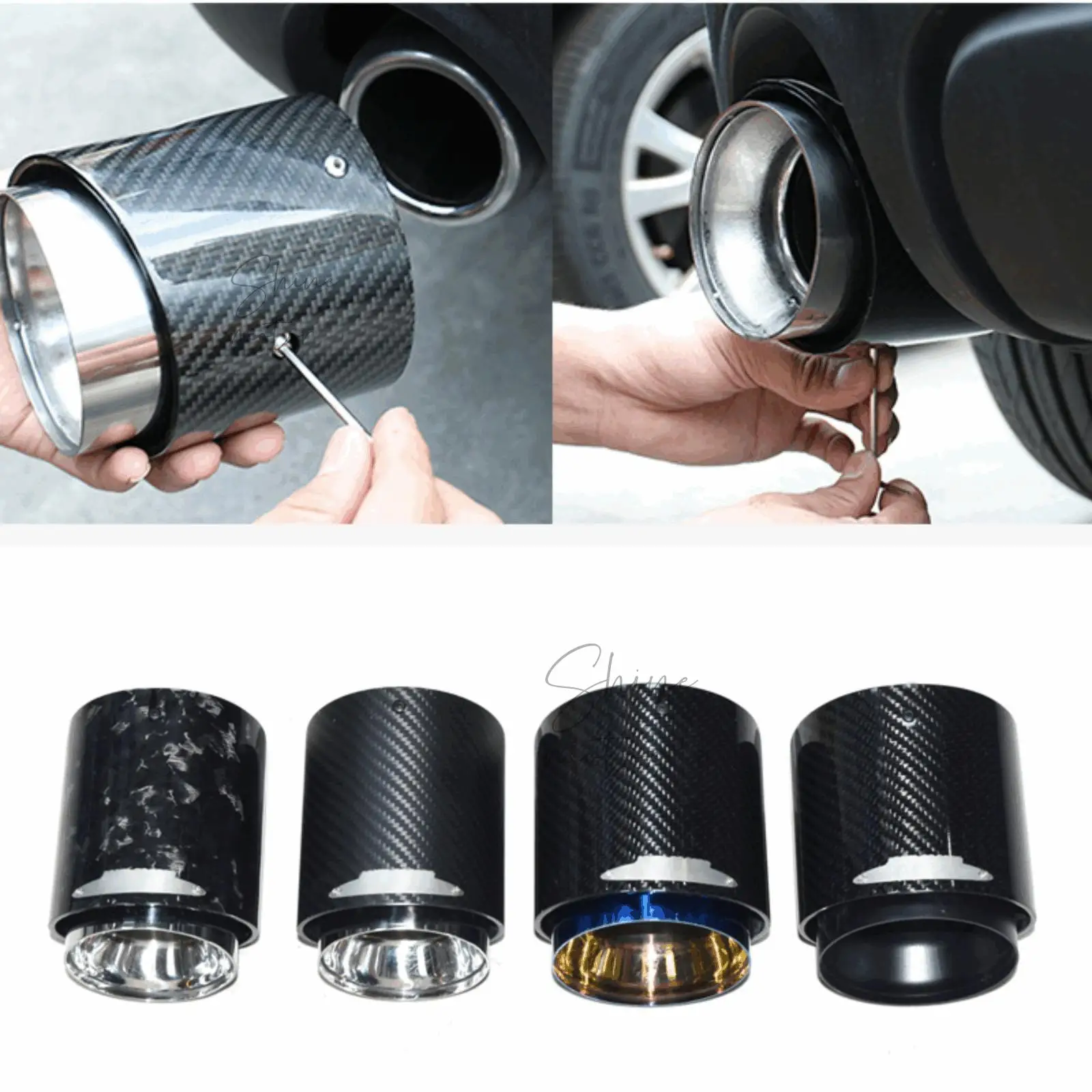 

For Cooper R55 R56 R57 R58 R59 Real Carbon Fiber Black Car Exhaust Muffler Pipe Tip Cover