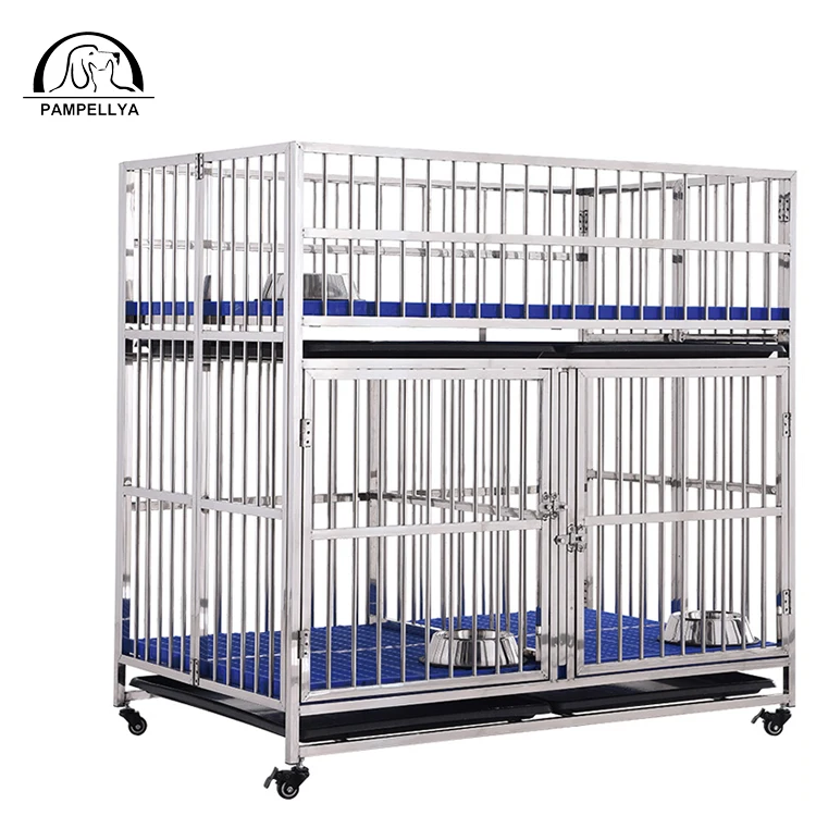 

Large Crate Dog Cage Stainless Steel with Solid Pattern Pallet Tray Type