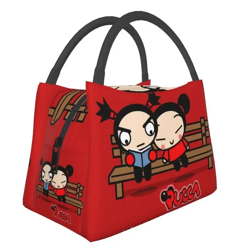 

Cartoon Pucca And Garu Insulated Lunch Bags for Women Waterproof Animated Tv Movies Thermal Cooler Lunch Box Picnic Travel