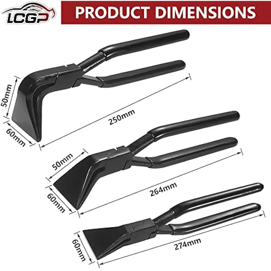 LCGP 3 Pack Hand Seamers Metal Bending Pliers Sheet Metal Tools Sewing Pliers with Non-Slip Grip Manual Edge Sealer 60 mm 2.4 I