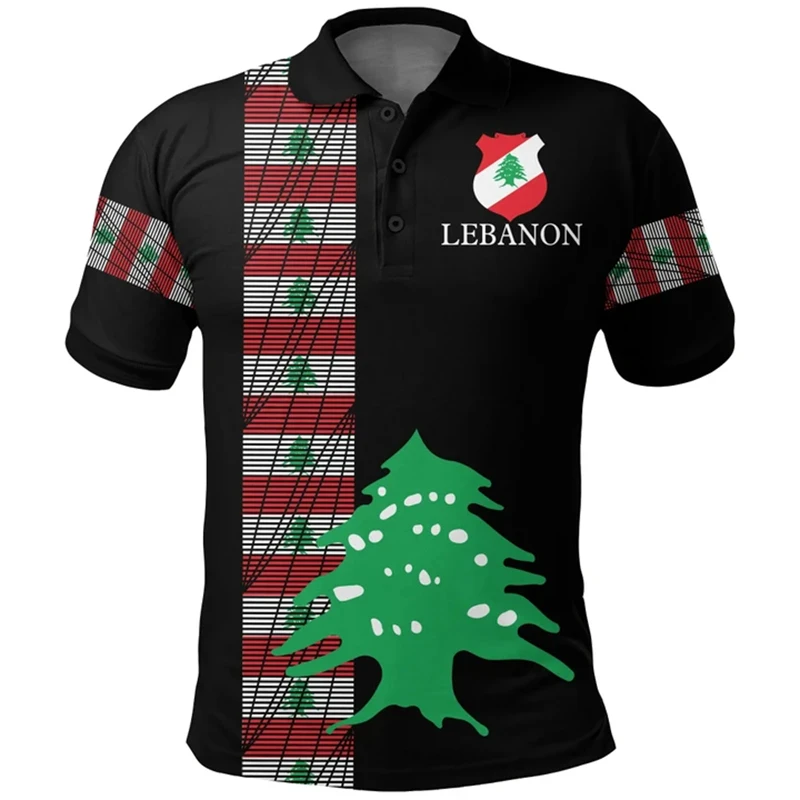 2024 Summer Men Women Polo Shirt Mens T-shirt Lebanon Flag Short Sleeve Male Clothing Tops Outdoor Men Golf Polo Shirts Blouse