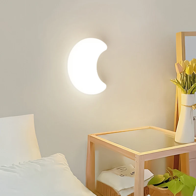 Imagem -04 - Modern Minimalista Lua Led Lâmpadas de Parede Quarto das Crianças Abajur Estilo Creme Quarto do Bebê Menino Menina Quarto