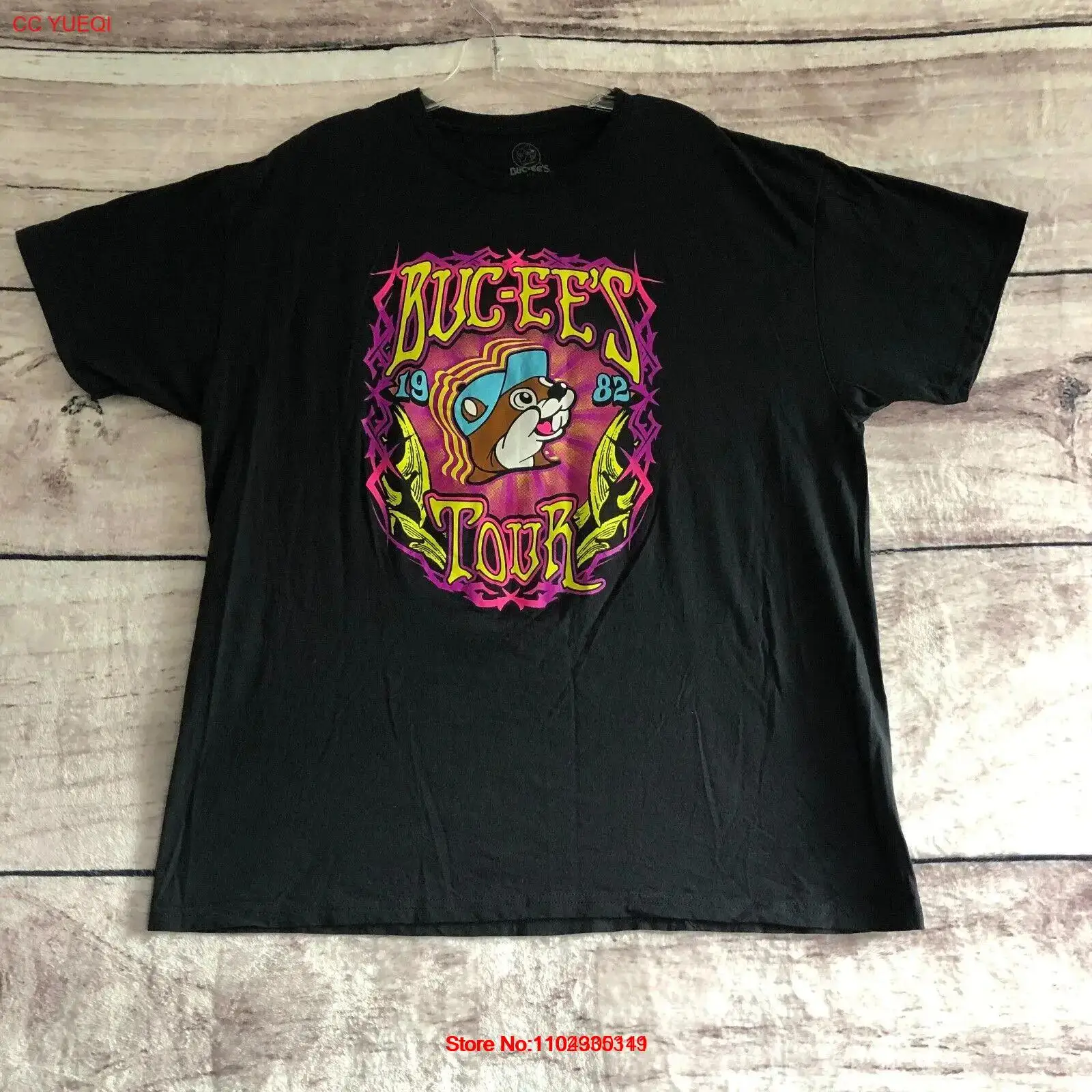 

Bucees T Shirt Mens XL Black Neon 1982 Tour Adult Buc-Eee's Front Back Print
