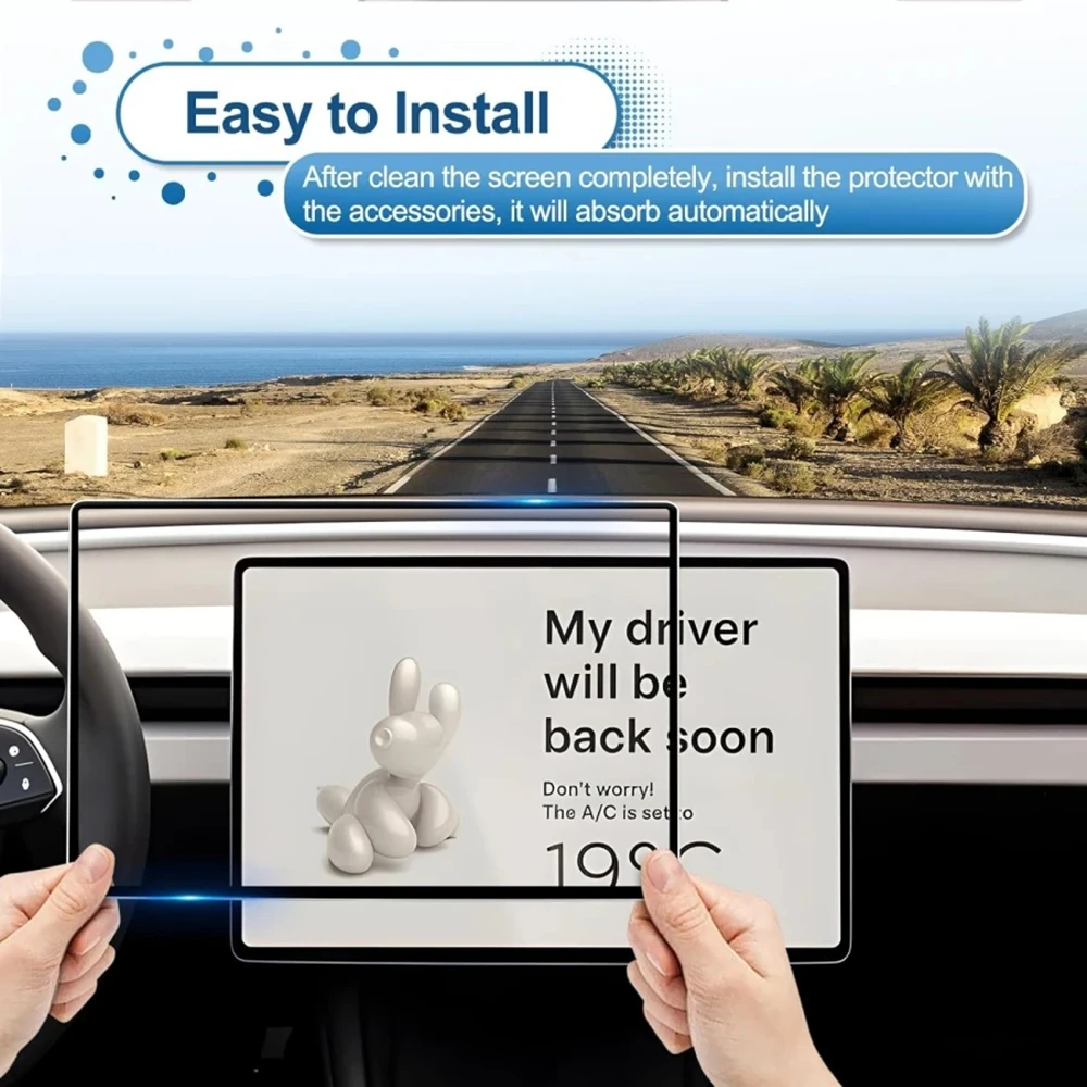​For Tesla Model 3 Highland 2024 15-inch Touch Screen Protector Cover + 8-inch Rear Row Display Tempered Glass HD Transparent