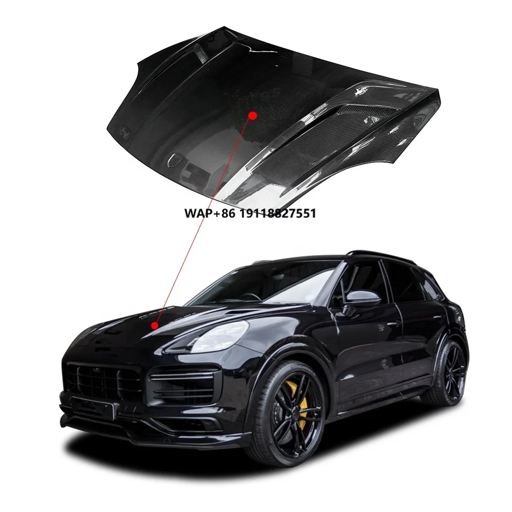 New Arrival Update to Te-Chart Style Carbon Fiber Car Front Engine Hood Cover for Cayene 9Y0