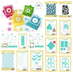 New Dies Stamps Set Summer Days Layering Stencil Teeny Card Envelope Fancy Feature Frames Die DIY Scrapbooking Photo Album Gift