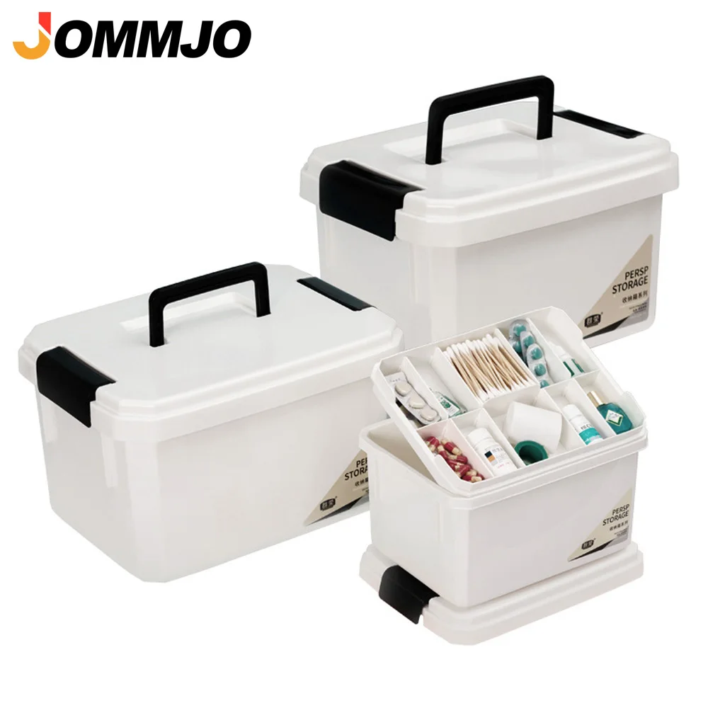 1PCS Extra Large Capacity Medicine Storage Box with Handles, First Aid Organizer with Removable Tray for Medical Supplies