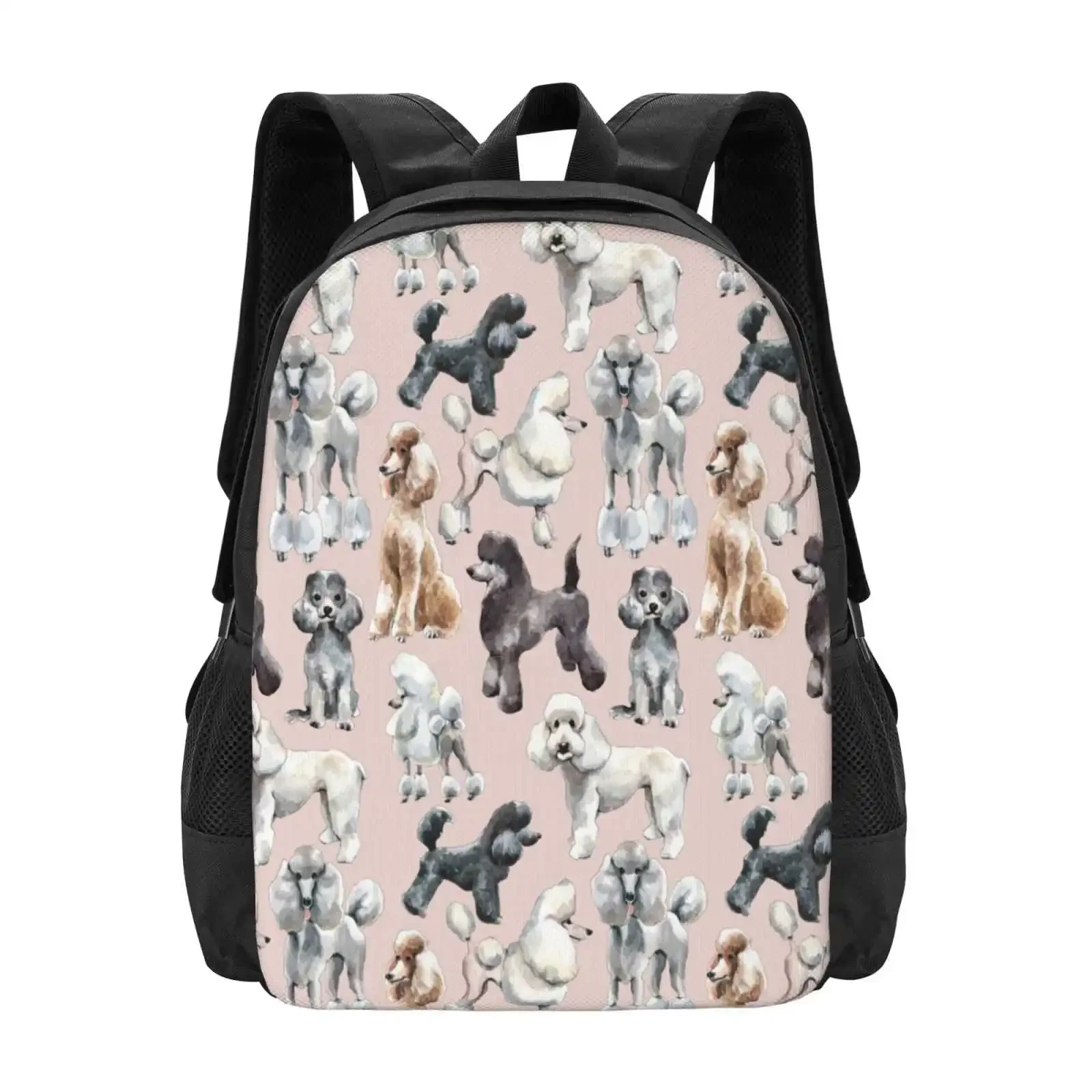 

Oodles Of Poodles New Arrivals Unisex Bags Student Bag Backpack Poodle Dogs Pattern Repeat Puppy Puppies Dog Lover Pink Pets