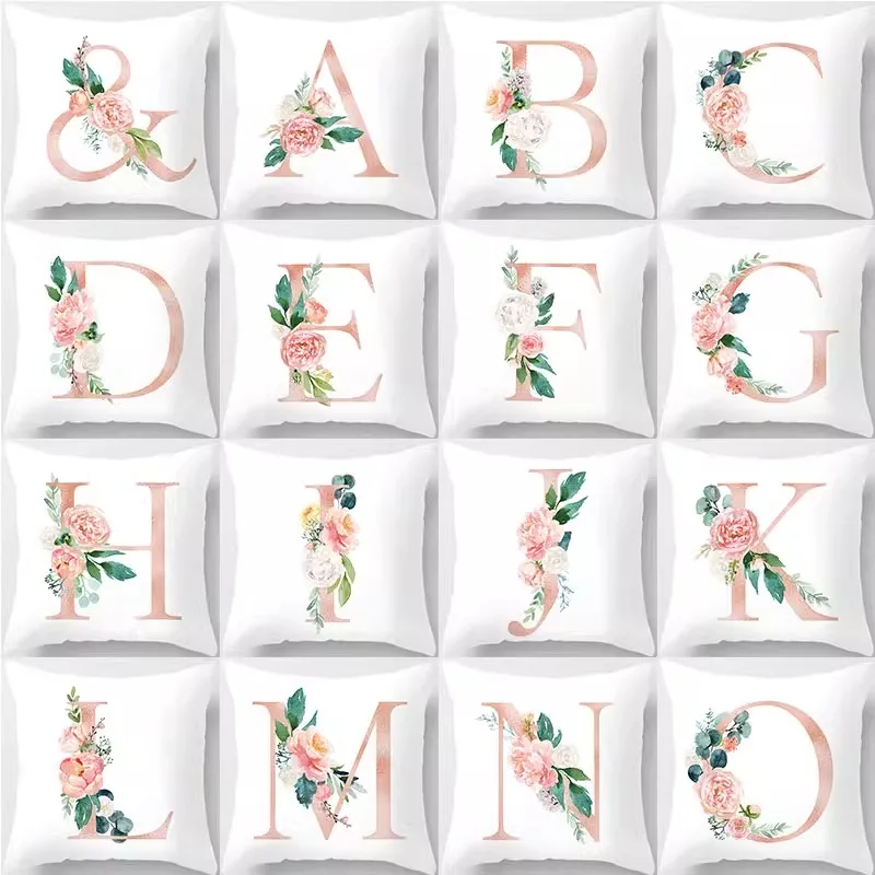 26 English Alphabet Pattern Decorative Pillowcases Living Room Bedroom Square Cushion Pillowcases