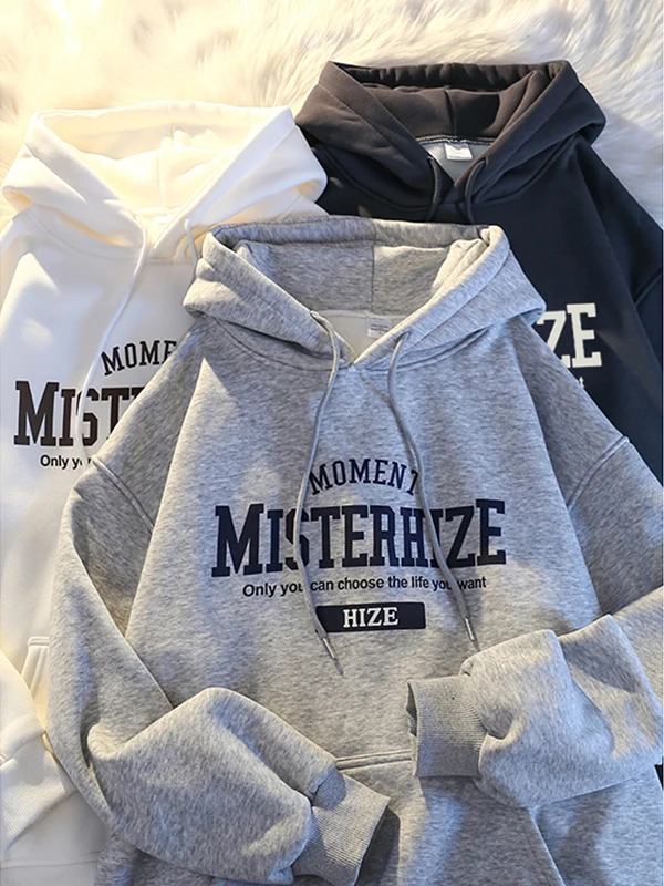 เสื้อฮู้ดไซส์ใหญ่สำหรับผู้หญิง ผ้าเทนเนด ทรงโอเวอร์ไซส์ สวมใส่สบายๆ เหมาะสำหรับฤดูใบไม้ร่วงและฤดูหนาว มีซับใน ผ้าคลุมศีรษะแบบสวม