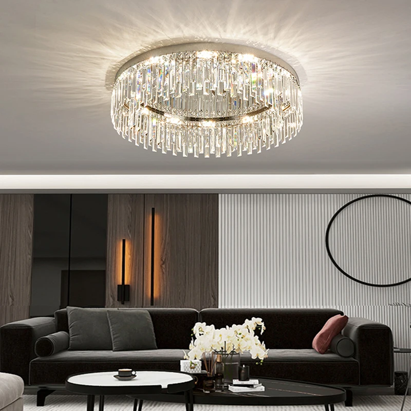 Luxury Crystal Ceiling Chandeliers Modern Lustres Gold Chrome Hanging Lamps for Ceiling LED Light Home Lamps for Dining Table