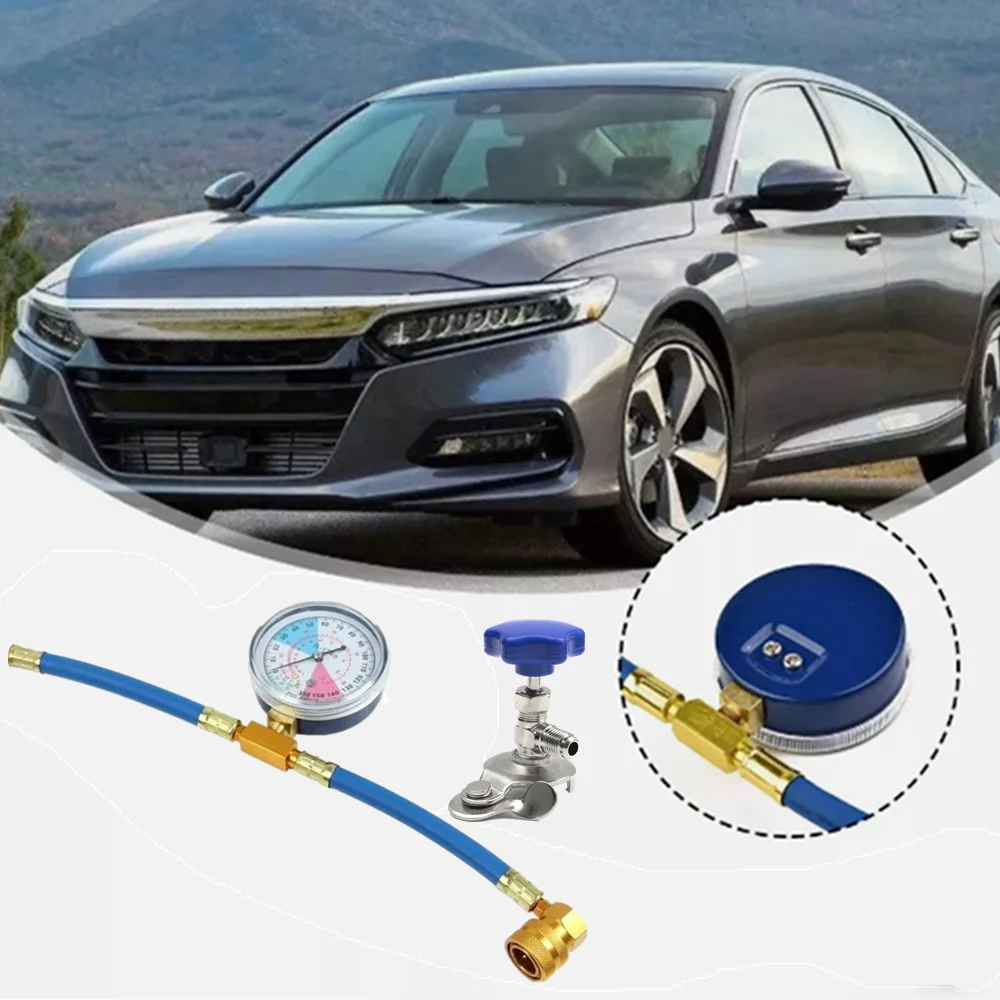 

R134a Air Conditioning Refrigerant Charging Hose With Pressure Gauge Measuring Automotive Air Conditioning Cooling Refill Kit