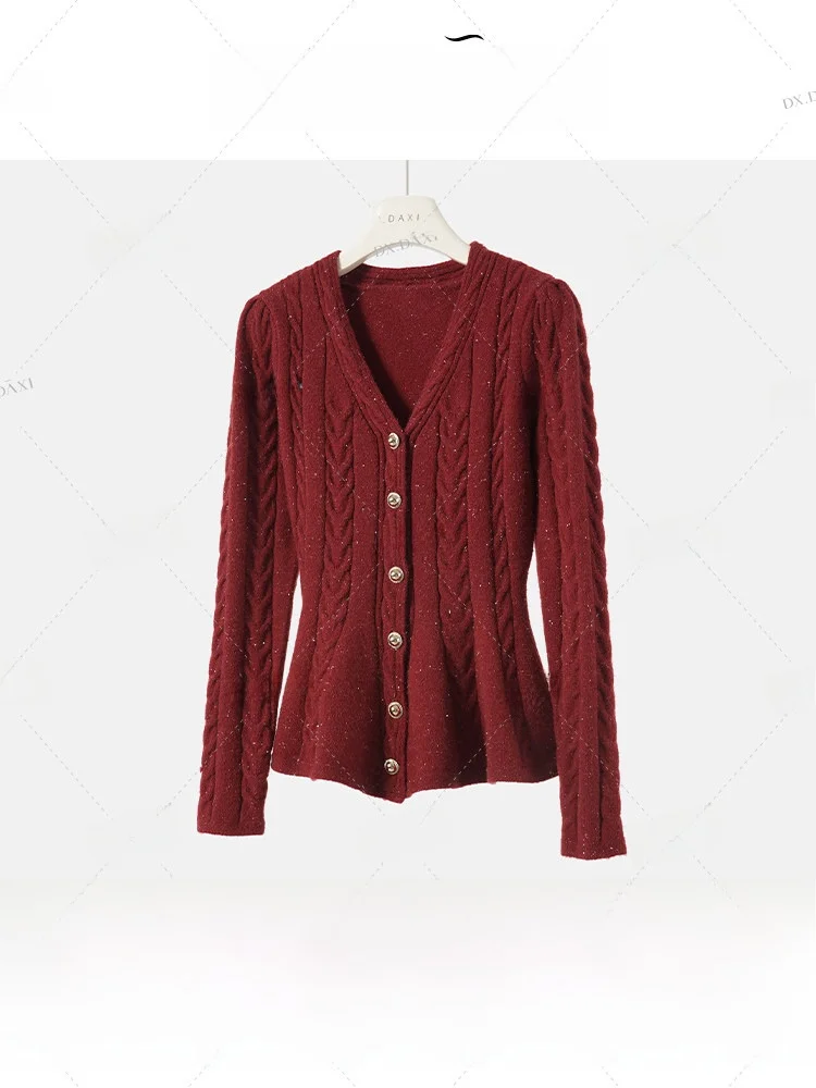 

Thiened зимний вязаный открытый кардиган с v-образным вырезом, женский яркий свитер Tead, верхняя одежда, мягкий акрил, длинный све, обычная длина