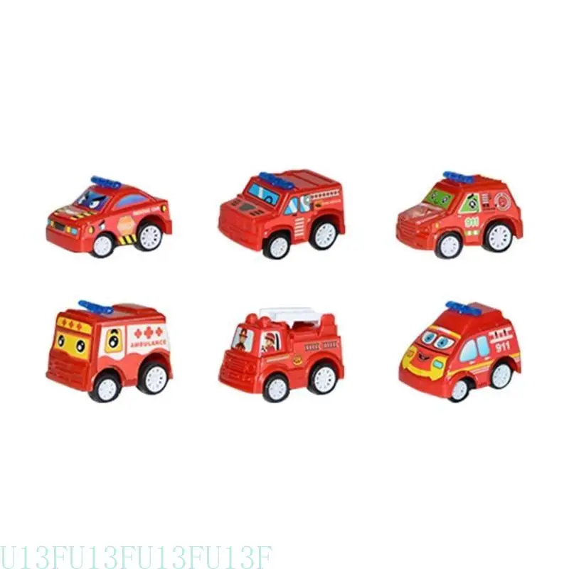 U13F 6PCS Small Pull Back Car Set Véhicule jouet pour les enfants Styles aléatoires amicaux sûrs pour les tout-petits
