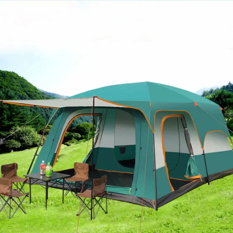 Camping Tent 2 Rooms 1 Living Room Waterproof Extra Large Space 5 To 12 Persons Portable Family Outdoor Camping Tent