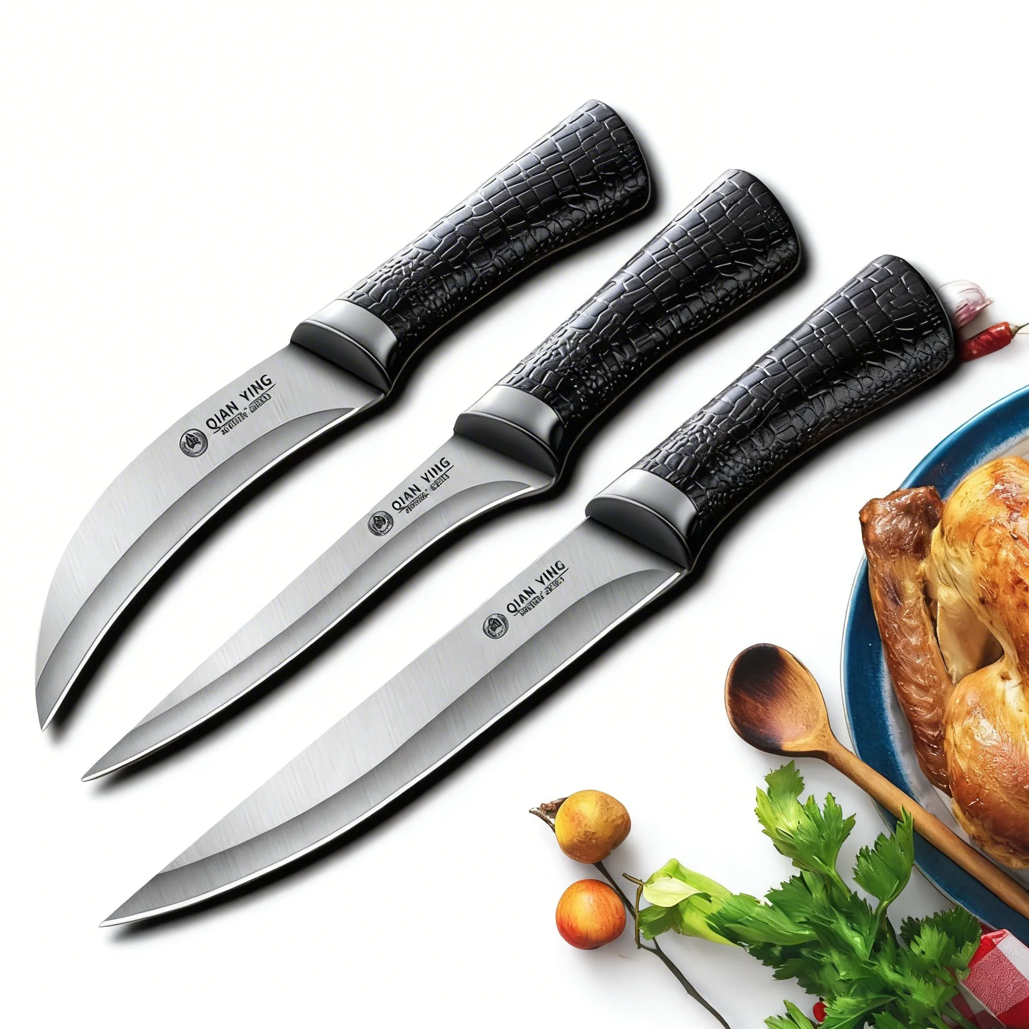 Professional kitchen chefs knife stainless steel sharp fruit knife butchery knife for bone removal and meat cutting knife holder