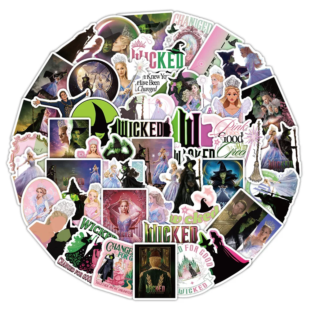 50PCS Wicked For Good Musical Movie Stickers Cartoon Graffiti Decals Creative DIY Water Cup Stationery Box Luggage Guitar Desk