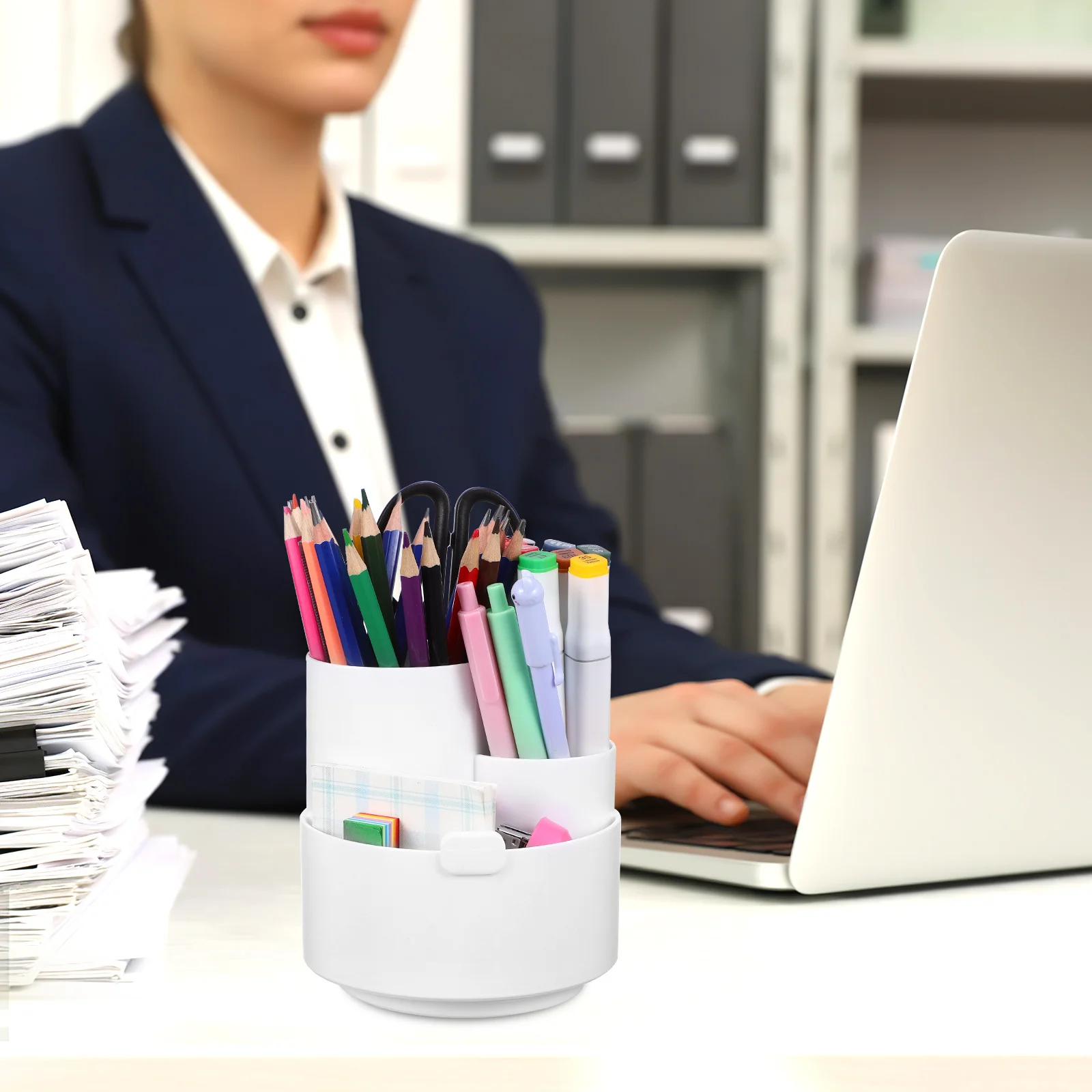 

Rotating Pen Holder PP Material 360 Degree Rotatable Desk Organizer Pencil Holder Desktop Organizer for Office Stationery