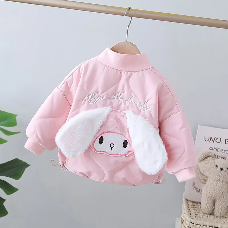 

Sweet My Melody Anime Kawaii Sanrio Cotton Warm Baseball Jacket Autumn Winter Cute Children Thick Lovely Coat Gifts for Kids