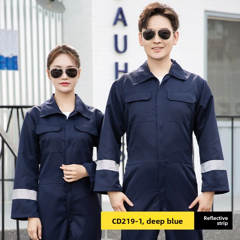 Men's One-Piece Workwear Suit – Reflective, Durable, Stain-Resistant; Suitable for Mechanics, Welders, and Shipyard Workers