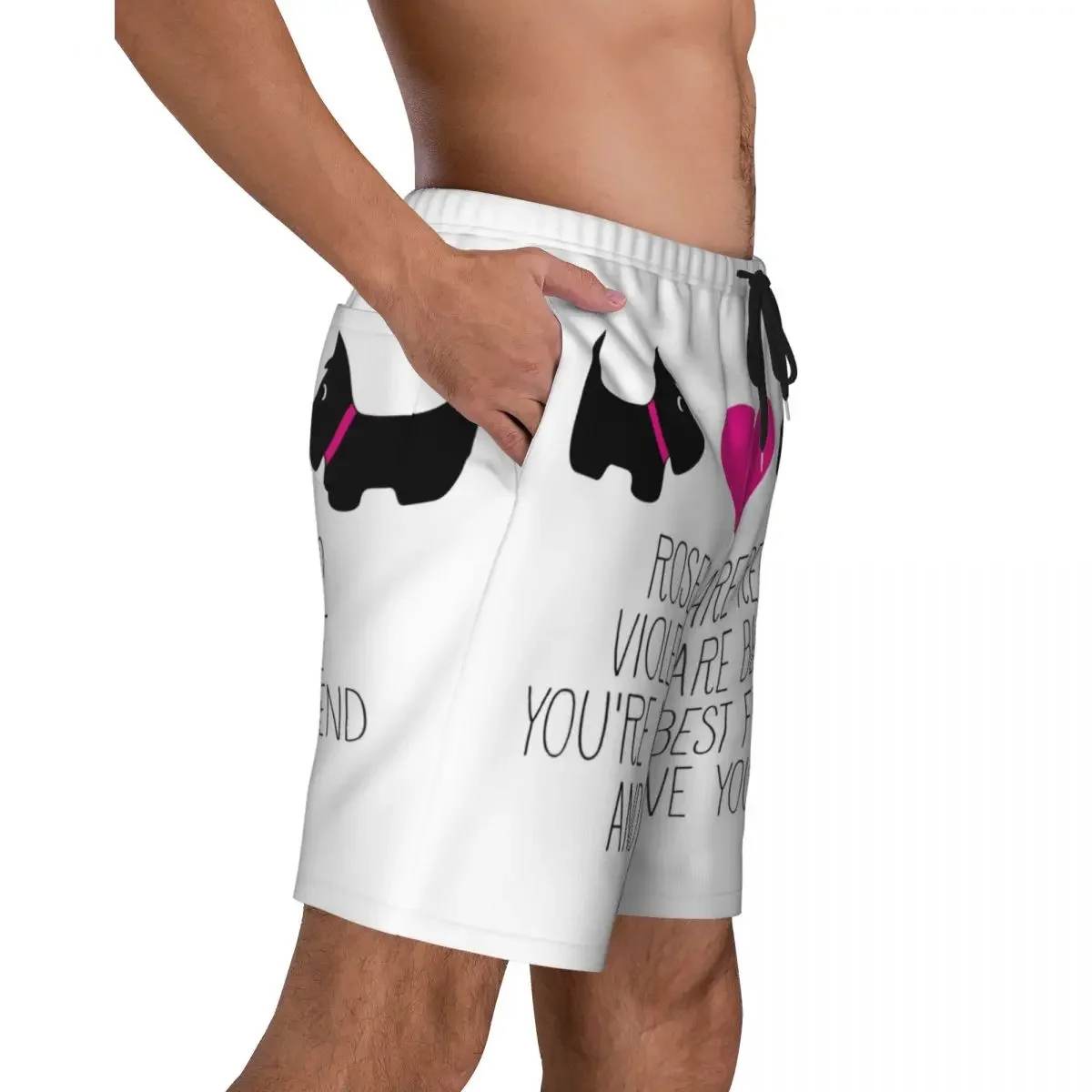 Cute Scottie Dogs Love Board Shorts Men's Fashion Beach Shorts Briefs Scottish Terrier Quick Dry Swim Trunks