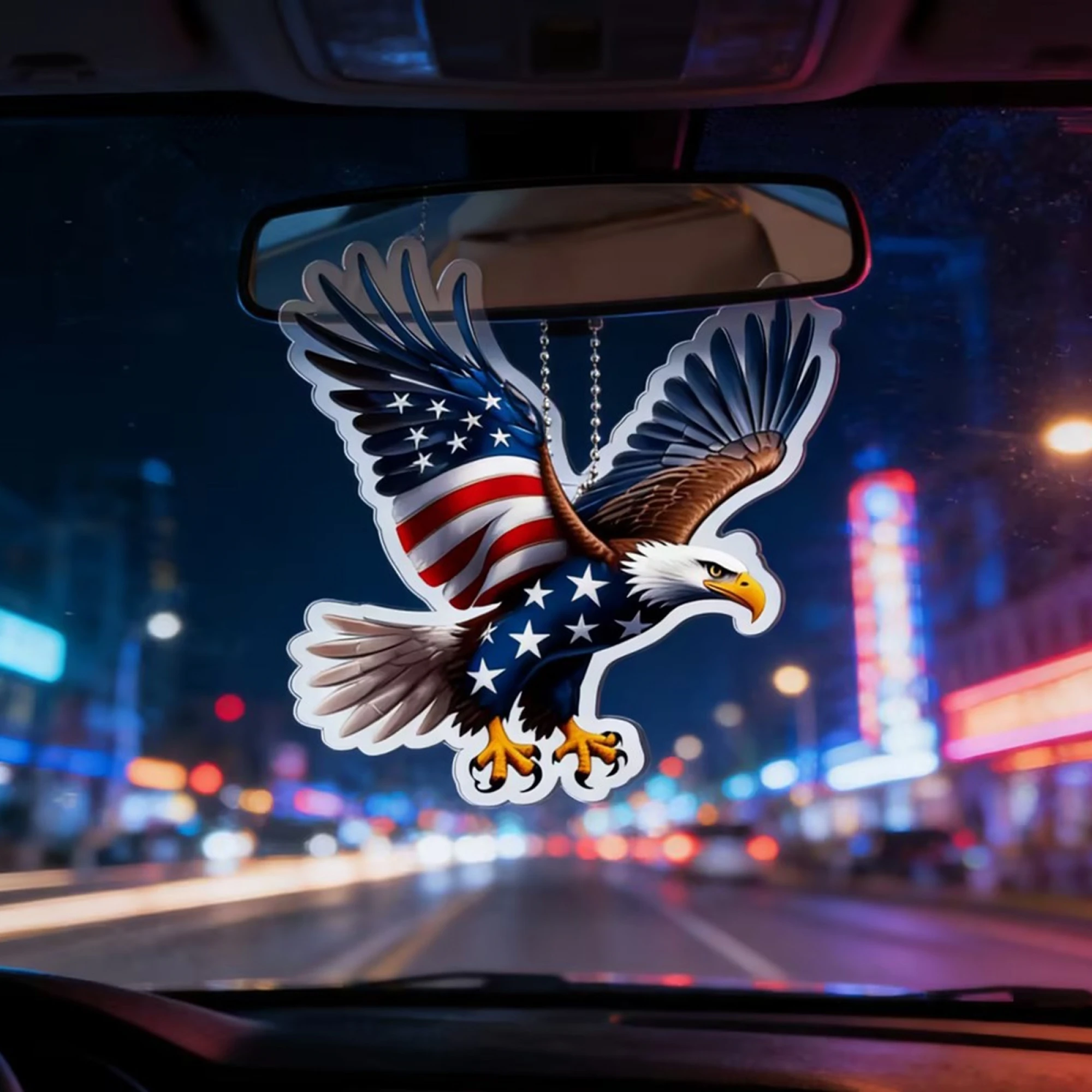 Patriotic Bird Acrylic Hanging Ornament 2D Flat American Flag Pattern 4th of July Independence Day Decor