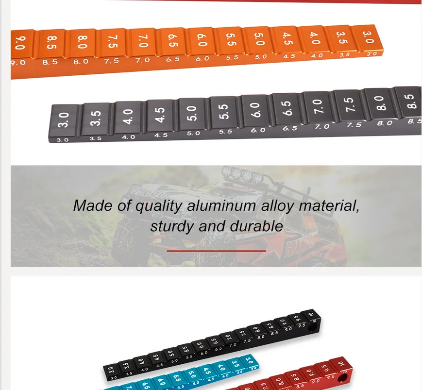 9IMOD RC Car Height Ruler Chassis Droop Gauge 3-10MM Shunting Ruler Aluminum Alloy For RC 1/10  Drift Car Measuring Repair Tool